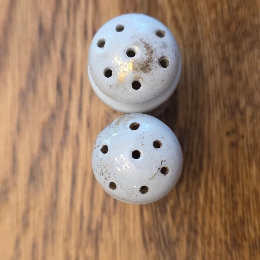 Vintage White Porcelain Gold Banded Salt and Pepper Shakers Set Made in Japan